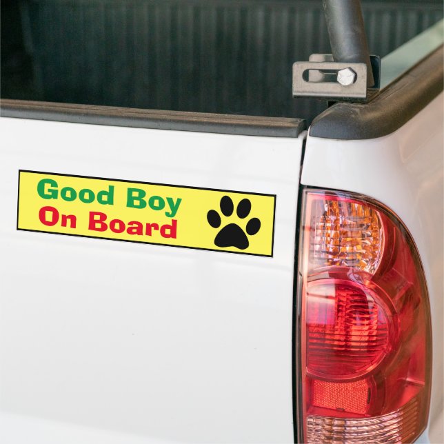 Bumper Sticker - Good Boy On Board (On Truck)