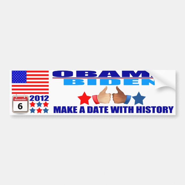 Bumper Sticker - Obama/Biden - Flag - Date/History (Front)