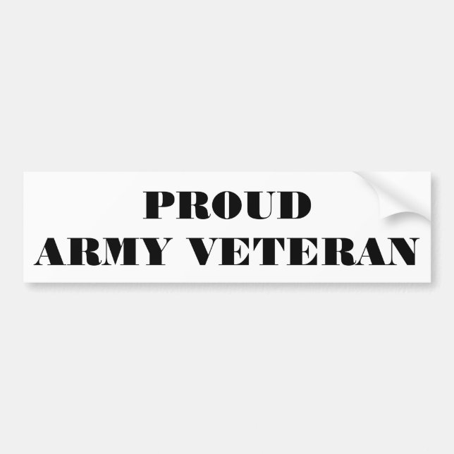 Bumper Sticker Proud Army Veteran (Front)