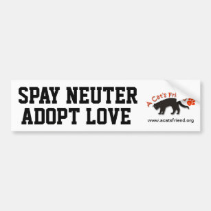 Bumper Sticker: Spay Neuter Adopt Love Bumper Sticker