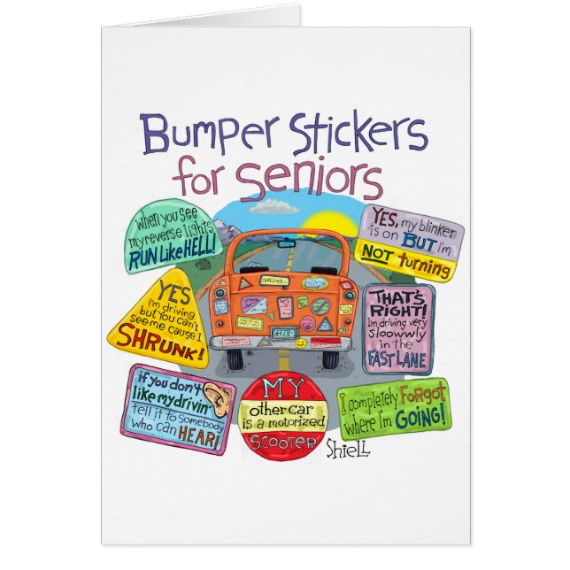 Bumper Stickers For Seniors Cartoon (Front)