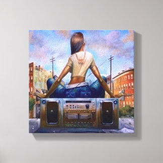 Bumping my Boombox in the Hood Canvas Print