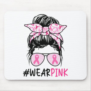 Bun Gles Wear Pink Cute Breast Cancer Awareness  Mouse Pad