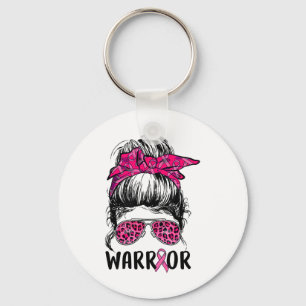 Bun Gles Wear Pink Warrior Breast Cancer Awareness Keychain