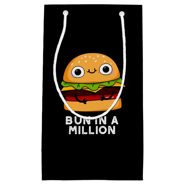 Bun In A Million Funny Burger Pun Dark BG Small Gift Bag (Front)