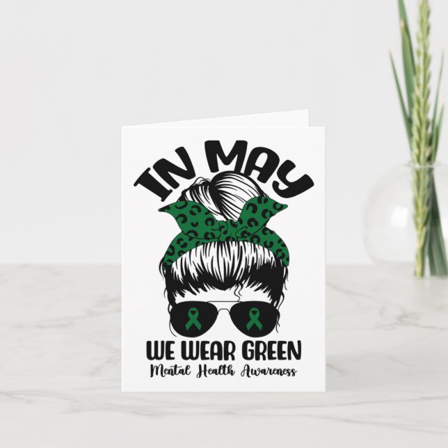 Bun In May We Wear Green Mental Health Awareness M Card (Front)