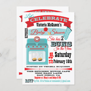 "Bun in the four" Twins Baby Shower Invitations