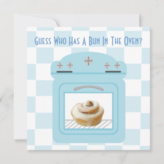 Bun In The Oven Baby Boy Blue Baby Shower Invitation (Front)