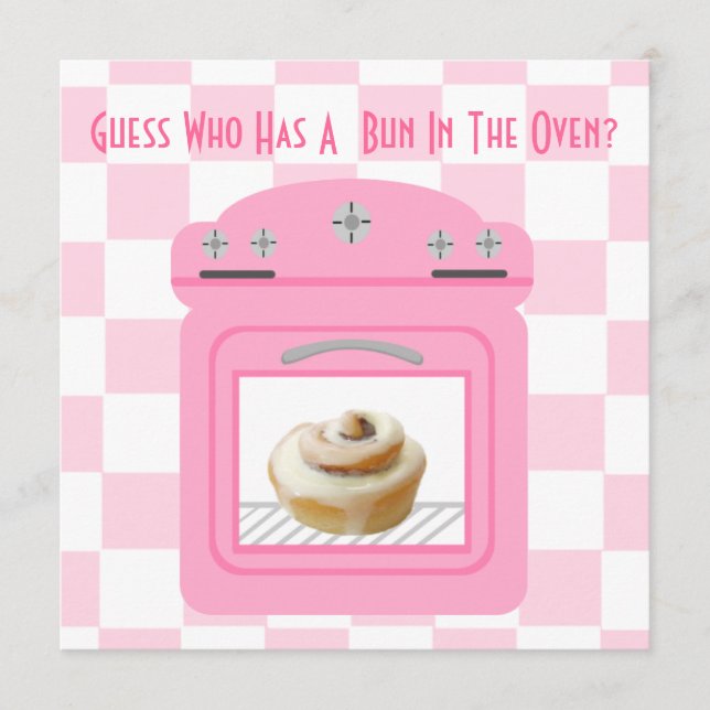 Bun In The Oven Baby Girl Pink Baby Shower Advice Card (Front)