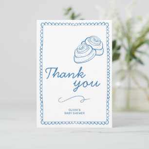 Bun in the Oven Baby Shower Rustic Thank You Card