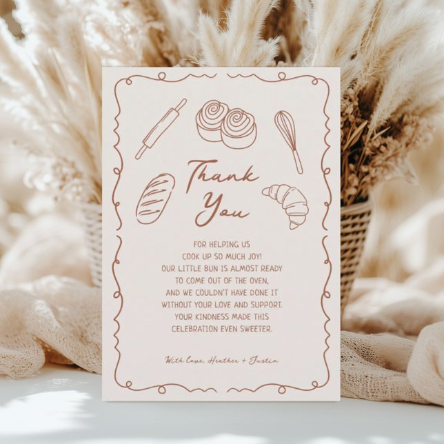 Bun in the Oven Bakery Baby Shower Thank You Card (Creator Uploaded)