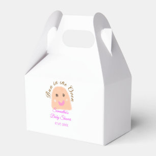 Bun in the oven beige dumpling baby shower pink br favor box