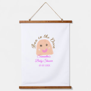 Bun in the oven beige dumpling baby shower pink br hanging tapestry