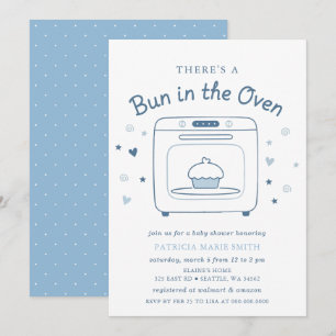 Bun In The Oven Blue Baby Boy Baby Shower Invitation