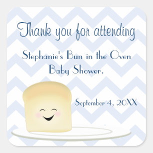 Bun in the Oven Blue Square Sticker