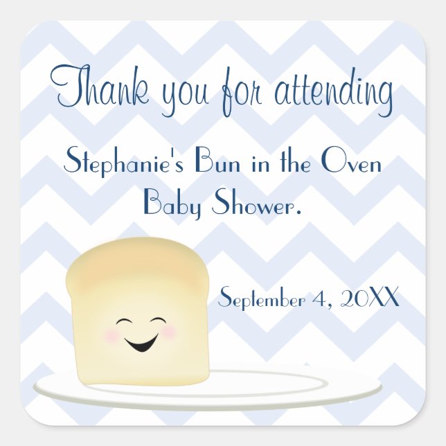 Bun in the Oven Blue Square Sticker (Front)