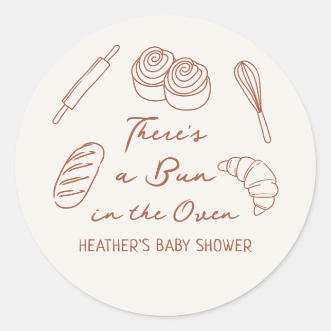 Bun in the Oven Bread Bakery Baby Shower Classic Round Sticker (Front)