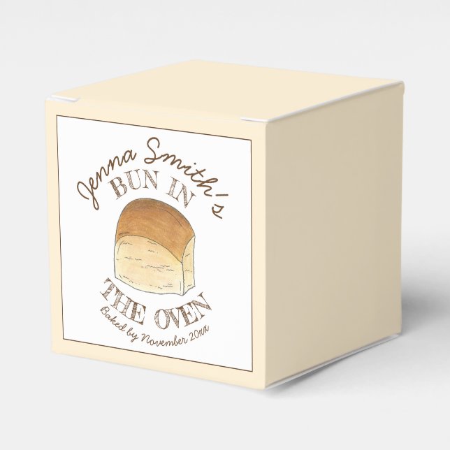 Bun in The Oven Bread Dinner Roll Baby Shower Favor Box (Front Side)