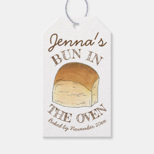 Bun in The Oven Bread Dinner Roll Expecting Baby Gift Tags