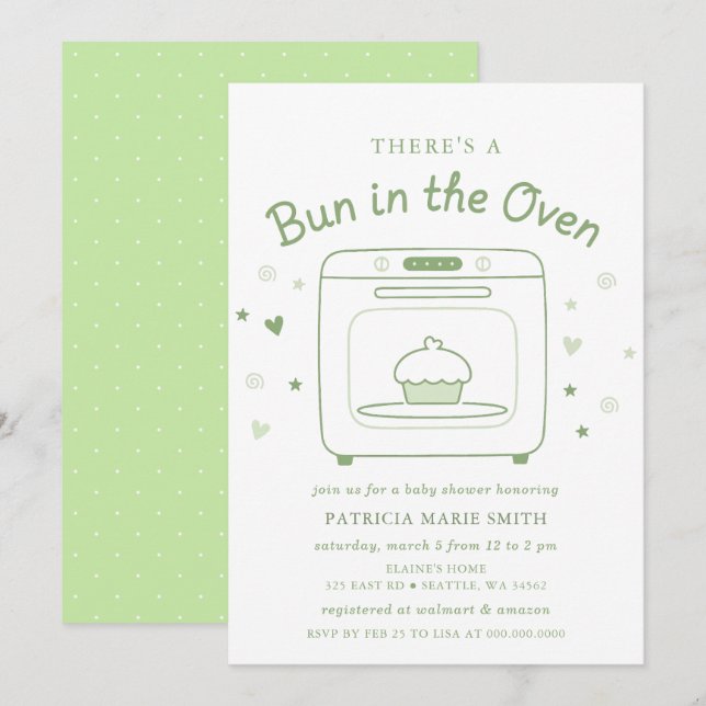 Bun In The Oven Gender Neutral Baby Shower Invitation (Front/Back)