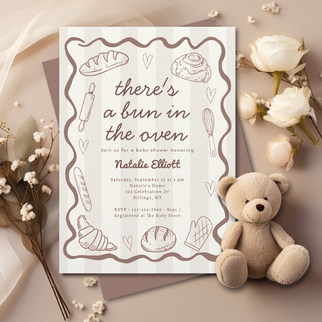 Bun In The Oven Gender Neutral Rustic Baby Shower Invitation (Creator Uploaded)