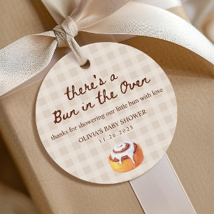 Bun in the Oven Gingham Bakery Baby Shower Gift Favour Tags