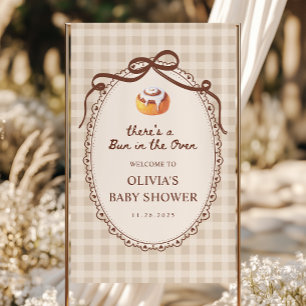 Bun in the Oven Gingham Bakery Baby Shower Welcome Banner