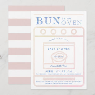 Bun in the Oven Girl Pink Baby Shower Invitation