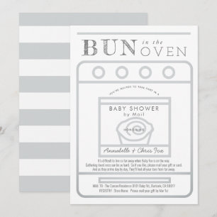 Bun in the Oven Grey Baby Shower by Mail Invitation