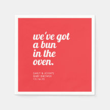 Bun In The Oven Modern Minimal Red Baby Shower