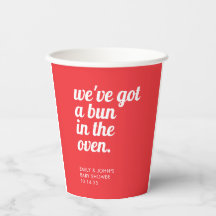 Bun In The Oven Modern Minimal Red Baby Shower