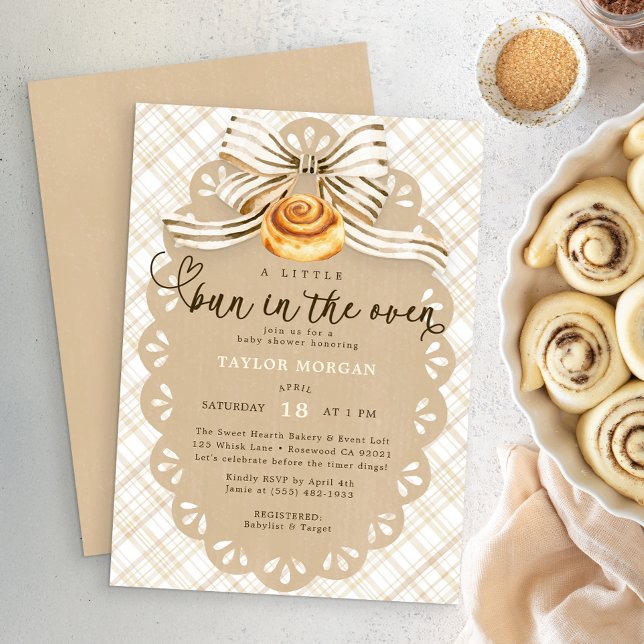 Bun in the Oven Neutral Bakery Baby Shower Invitation (Bun in the oven baby shower invite)