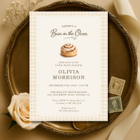 Bun in the Oven Neutral Gingham Baby Shower