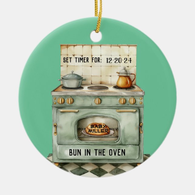 Bun in the Oven Ornament Personalized (Front)