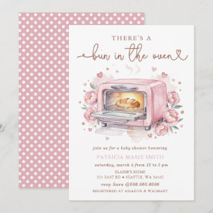 Bun In The Oven Pink Baby Girl Baby Shower Invitation