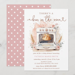 Bun In The Oven Pink Baby Girl Baby Shower Invitation