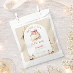 Bun In The Oven Pink Gingham Bow Baby Shower Favour Bag