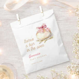 Bun In The Oven Pink Gingham Bow Baby Shower Favour Bag