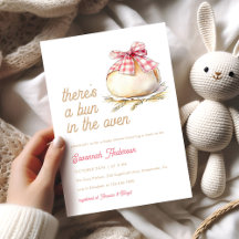 Bun In The Oven Pink Gingham Bow Baby Shower