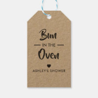 Bun in the Oven Tag, Baby Shower Gift Tag, Kraft