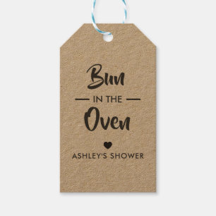 Bun in the Oven Tag, Baby Shower Gift Tag, Kraft Tags