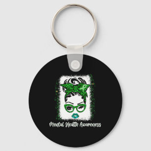 Bun Mental Health Awareness Ribbon Month May 2022 Keychain