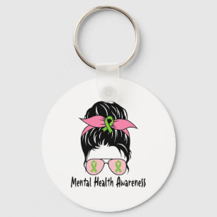 Bun Mental Health Problems Gift Mental Health Awar Keychain