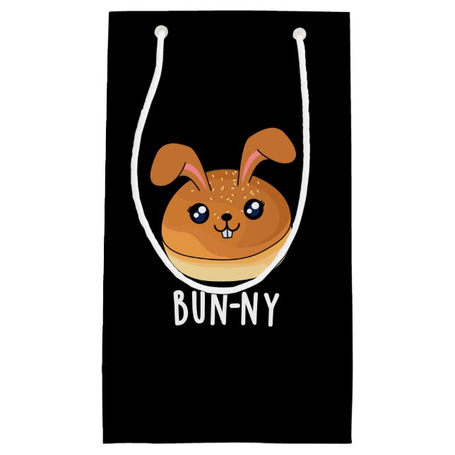 Bun-ny Funny Bunny Rabbit Bun Pun Dark BG Small Gift Bag (Front)
