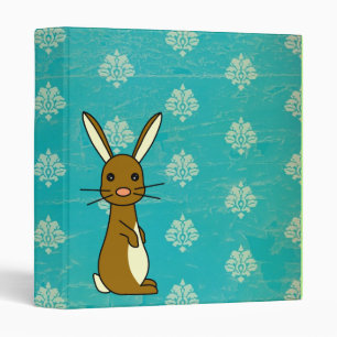 Bunbun - classeur bleu de damassé de lapin mignon