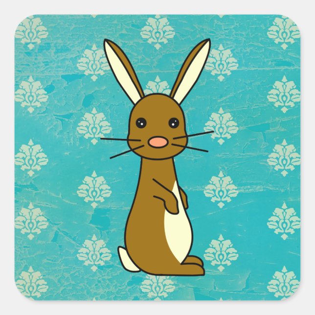 Bunbun - Cute Brown Rabbit Square Sticker (Front)