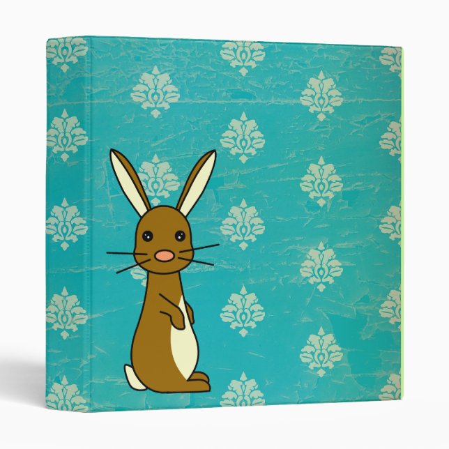 Bunbun - Cute Rabbit Blue Damask Binder (Front/Spine)