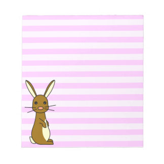 Bunbun - Cute Rabbit Pink Stripes Notepad