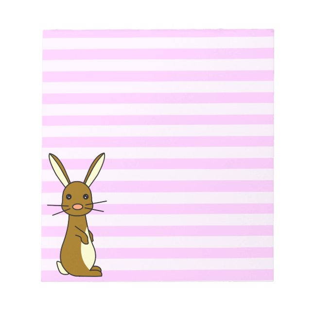 Bunbun - Cute Rabbit Pink Stripes Notepad (Front)