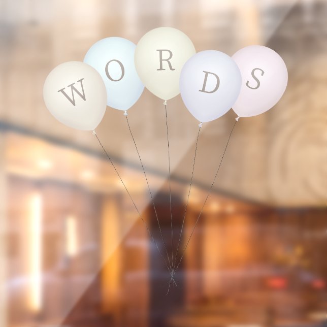 Bunch of 5 Faded Pastel Balloons Custom Text Window Cling (Sheet 2)